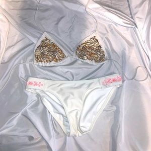 White and Gold Sequin Bikini Set